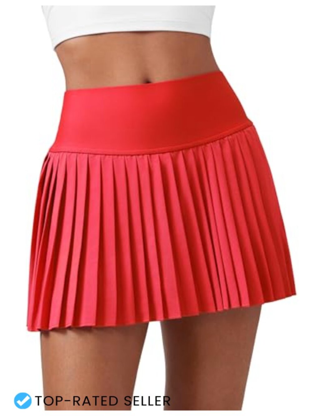 High Waisted Pleated Tennis Skort with Built-in Spandex Shorts